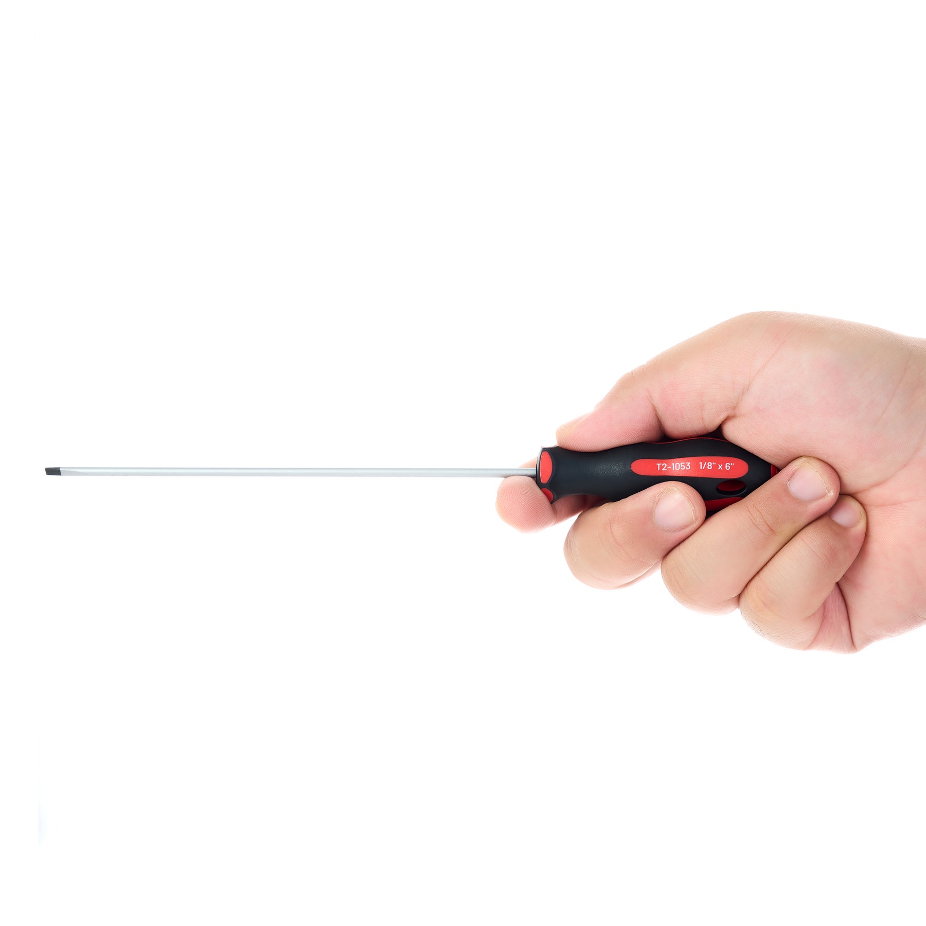 Slotted Extended Length Screwdriver 1/8 in, Soft Grip Ergonomic Handle,  6 in Shank, 8-3/4 in Overall