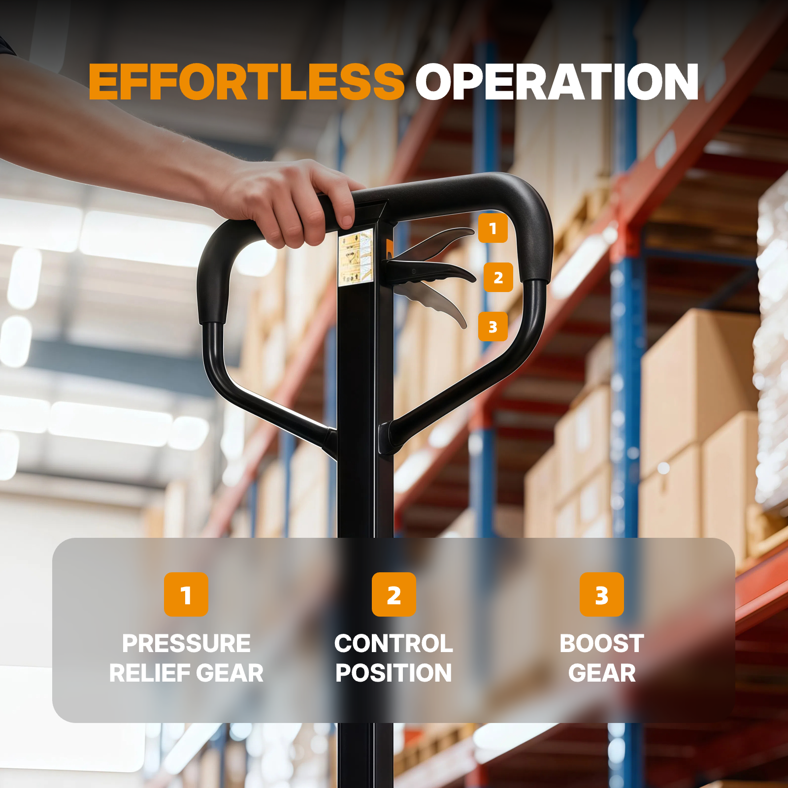 Narrow Manual Pallet Jack, 48" x 21", 5500lb Capacity, Yellow