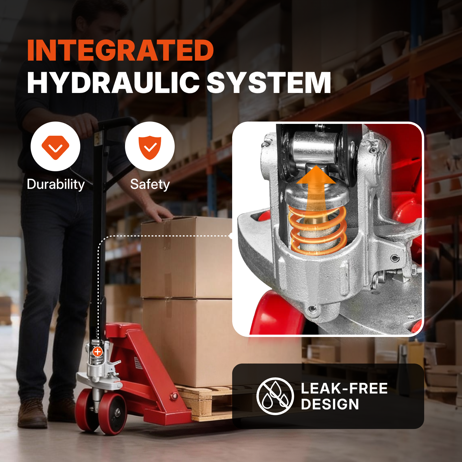 Standard Manual Pallet Jack, 48" x 27", 5500lb Capacity, Red