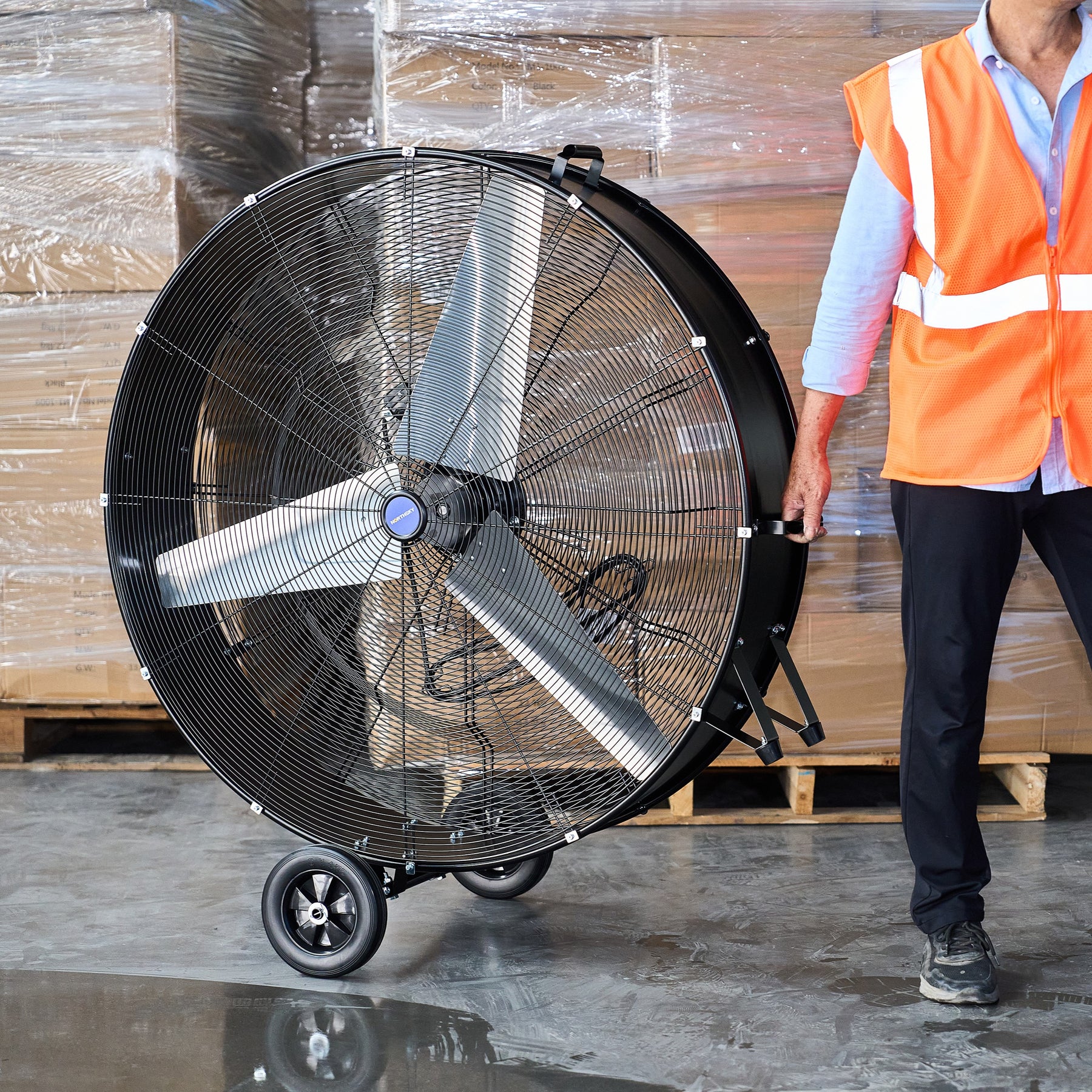 42 in Portable Drum Fan, 30,000 CFM, 2 Speeds, 1/2 HP