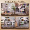 NORTHSKY 3D Printer Stand with Filament Storage – Tall 60" Heavy Duty Metal 3D Printer Table Desk with Power Strip & Pegboard Panel, Enforced X-Bracket Stability for Workshop, Studio, Office, White