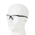 Safety Glasses, Half-Frame, Clear Lens, Anti-Scratch/Anti-Fog, Black