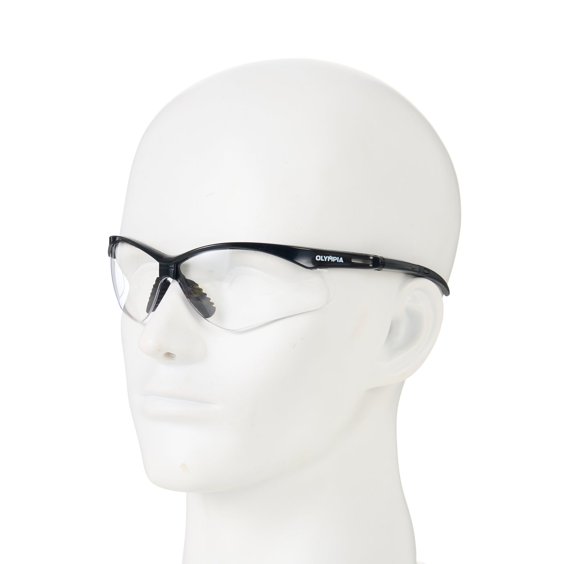 Safety Glasses, Half-Frame, Clear Lens, Anti-Scratch/Anti-Fog, Black