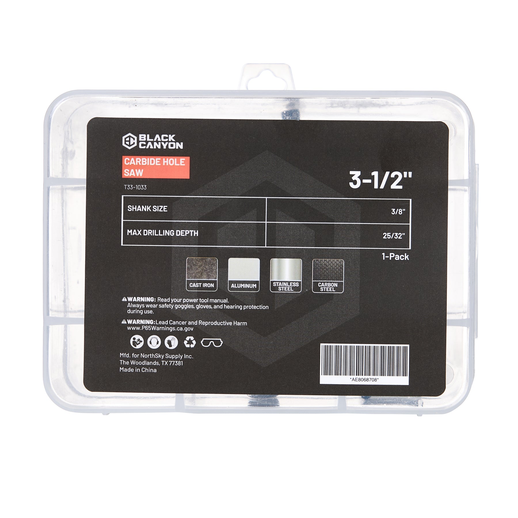 3-1/2" Carbide Hole Saw, 3-Flat Shank, 1 pc