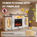 72" Fireplace TV Stand Up to 80" TVs, 42" Modern Electric Fireplace with Mantel, Farmhouse Entertainment Center with Concealed 3 Drawers for Living Room, Adjustable Brightness & Low Noise