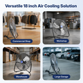 18 in Workstation Floor Fan, 3,200 CFM, 3 Speeds, 1/8 HP
