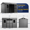 NORTHSKY 10x6 FT Shed with Floor, Large Resin Storage Shed with Windows