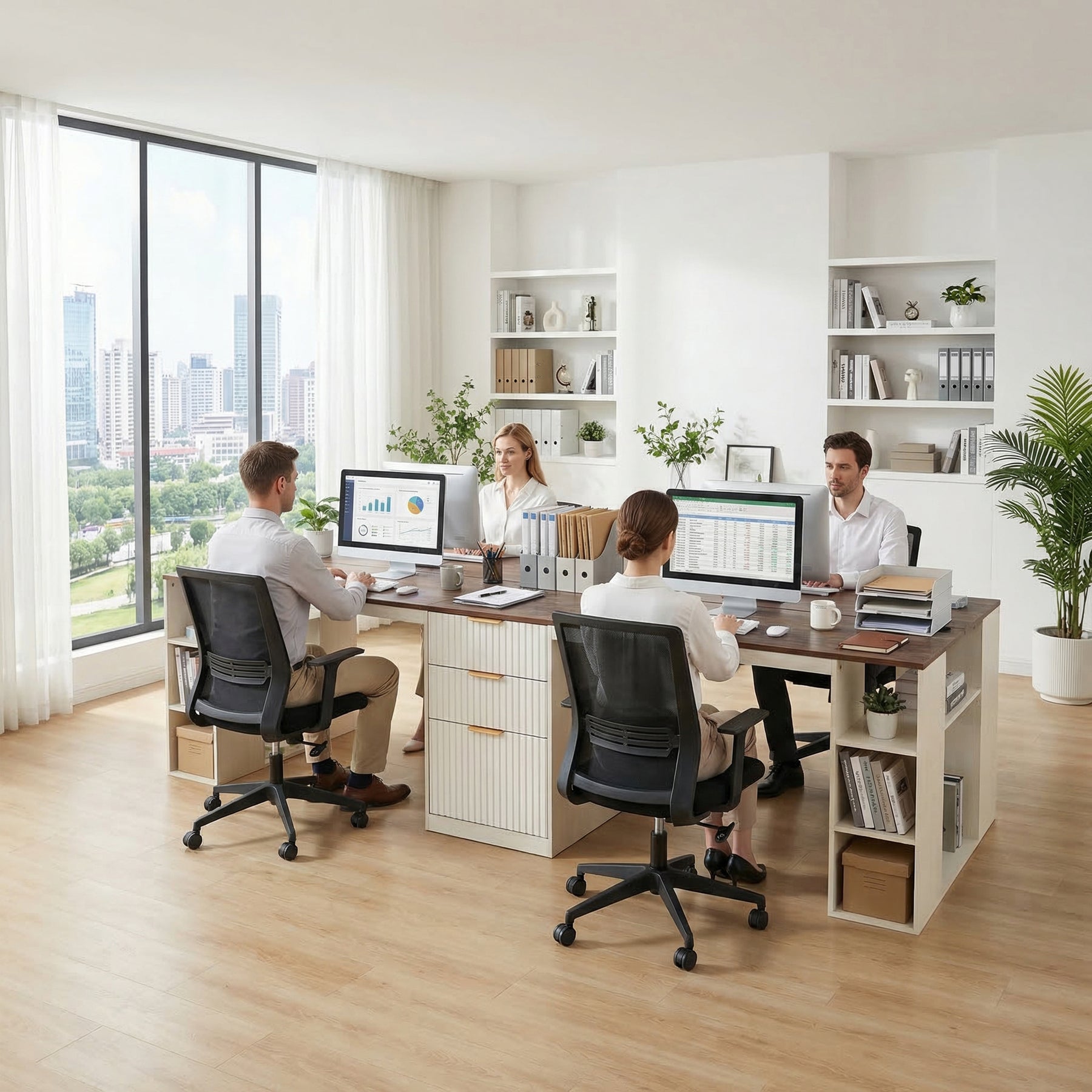 Double Workstation, White