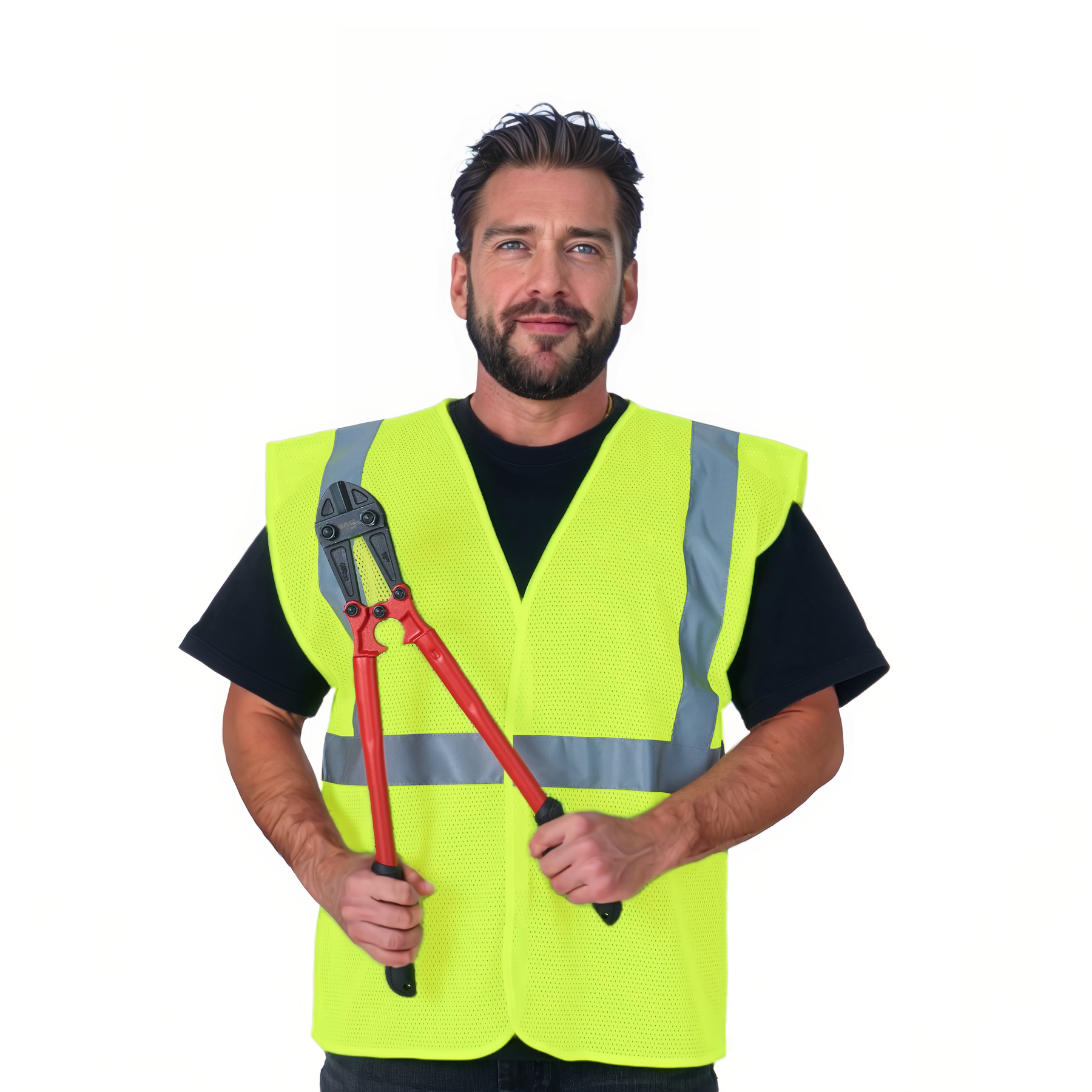 High-Visibility Vest, ANSI Class 2, Lime, 2XL, Hook-and-Loop, Bag of 10