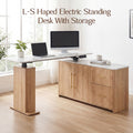 Height-adjustable Desk, Natural Wood Color