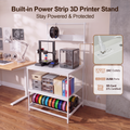 NORTHSKY 3D Printer Stand with Filament Storage – Tall 60" Heavy Duty Metal 3D Printer Table Desk with Power Strip & Pegboard Panel, Enforced X-Bracket Stability for Workshop, Studio, Office, White