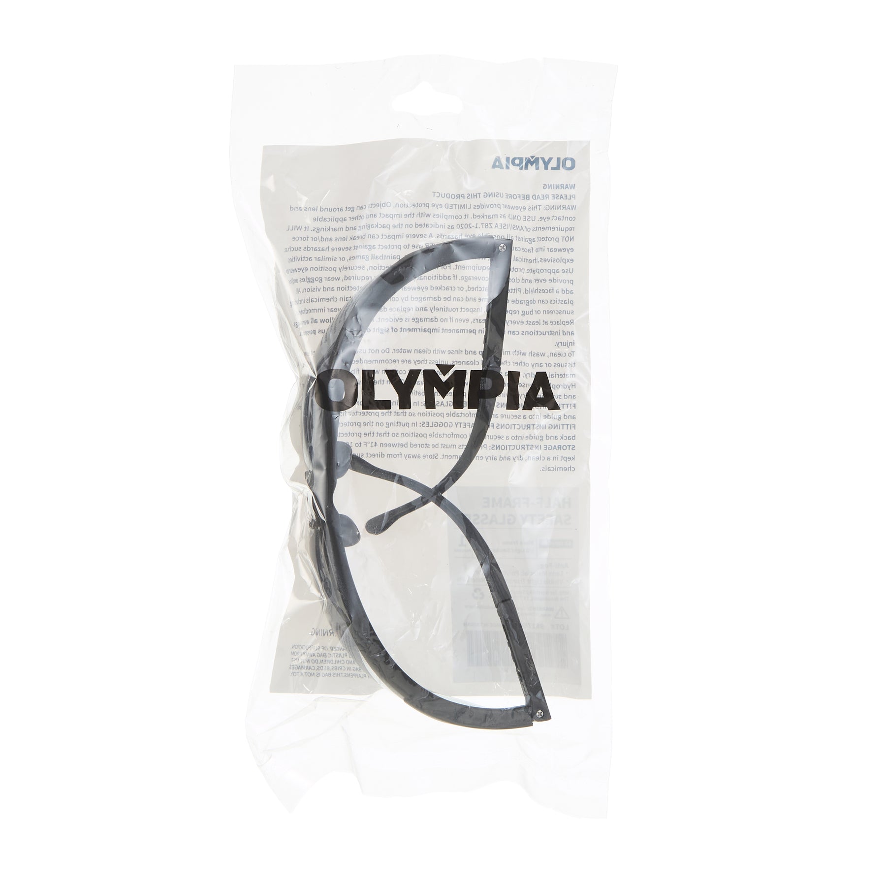 Half-Frame Safety Glasses, I/O Light Smoke, Anti-Scratch, Anti-Fog, Adjustable Arms, Black