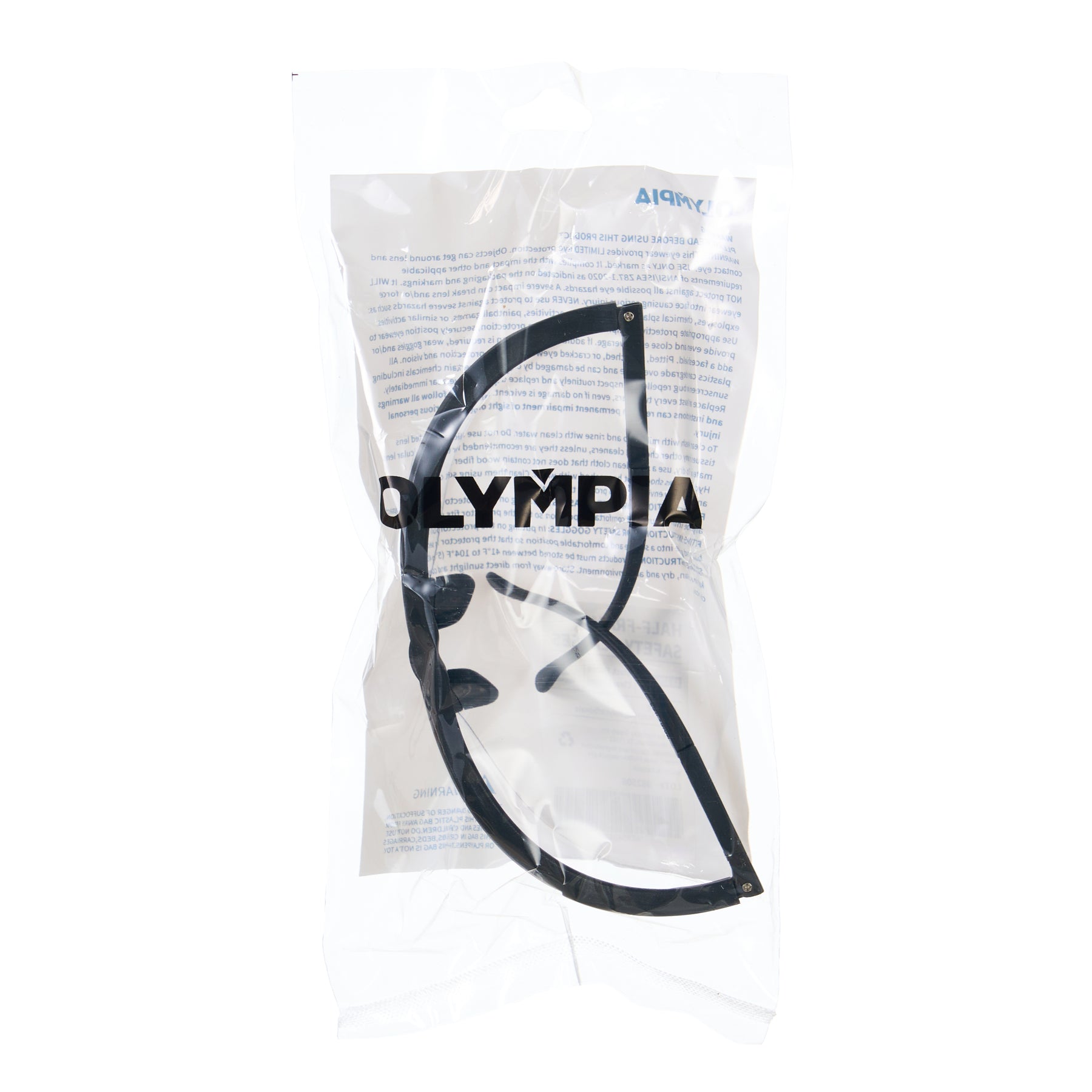 Half-Frame Safety Glasses, Clear, Anti-Scratch, Anti-Fog, Black