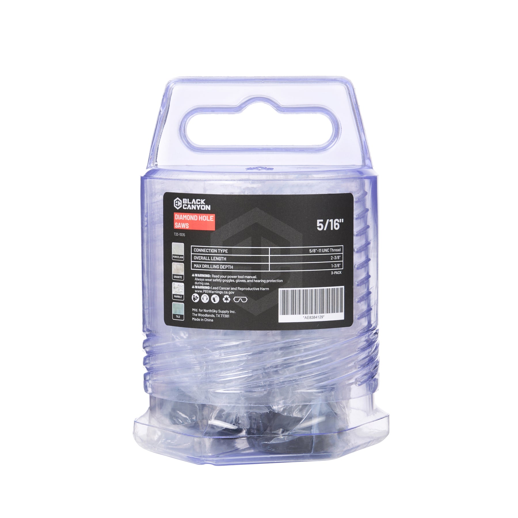 Diamond Hole Saw, 5/16", 3-pack