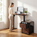 Compact Height-Adjustable Desk, Brown