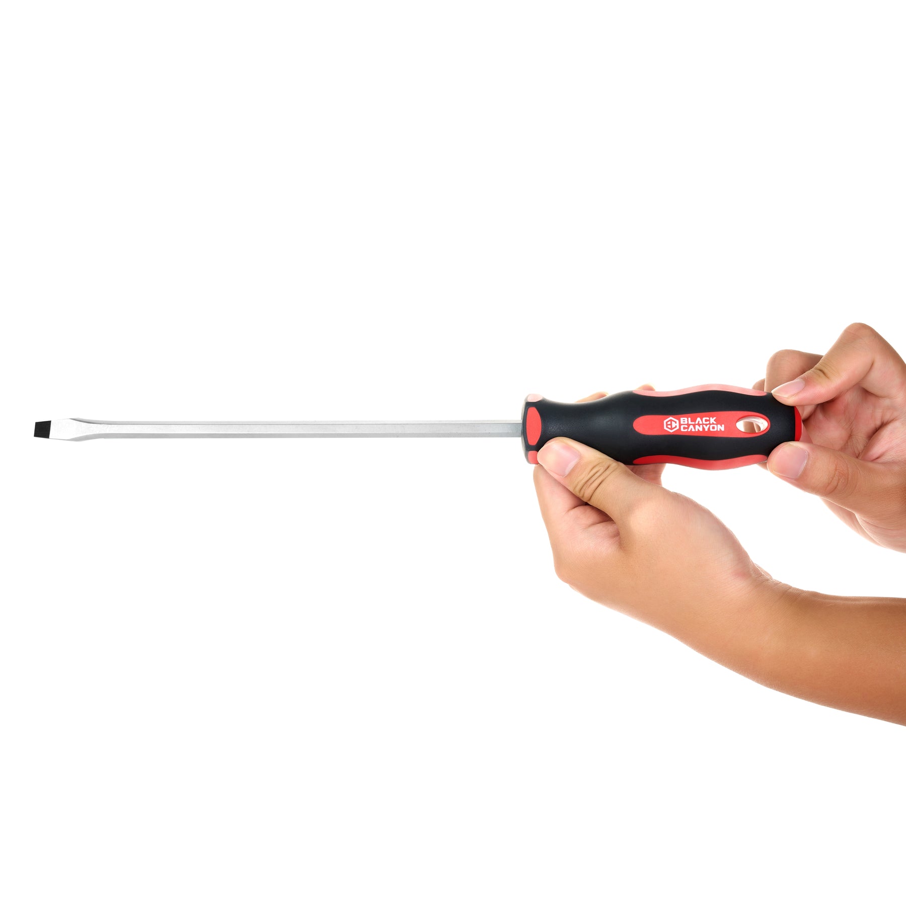 Slotted Extended Length Screwdriver 1/4 in, Soft Grip Ergonomic Handle, 8 in Shank, 12-5/16 in Overall