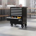 Rolling Tool Cabinet, 7 Drawers, 27" x 18", Black