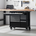 Rolling Tool Cabinet, 10 Drawers, 42" x 18", Black