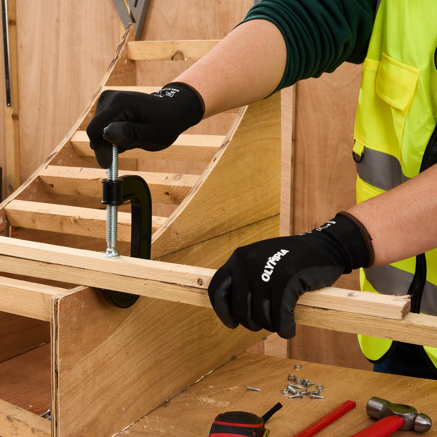 Polyurethane Dipped Knit Gloves, 13ga, L/9, Black, 12 pairs