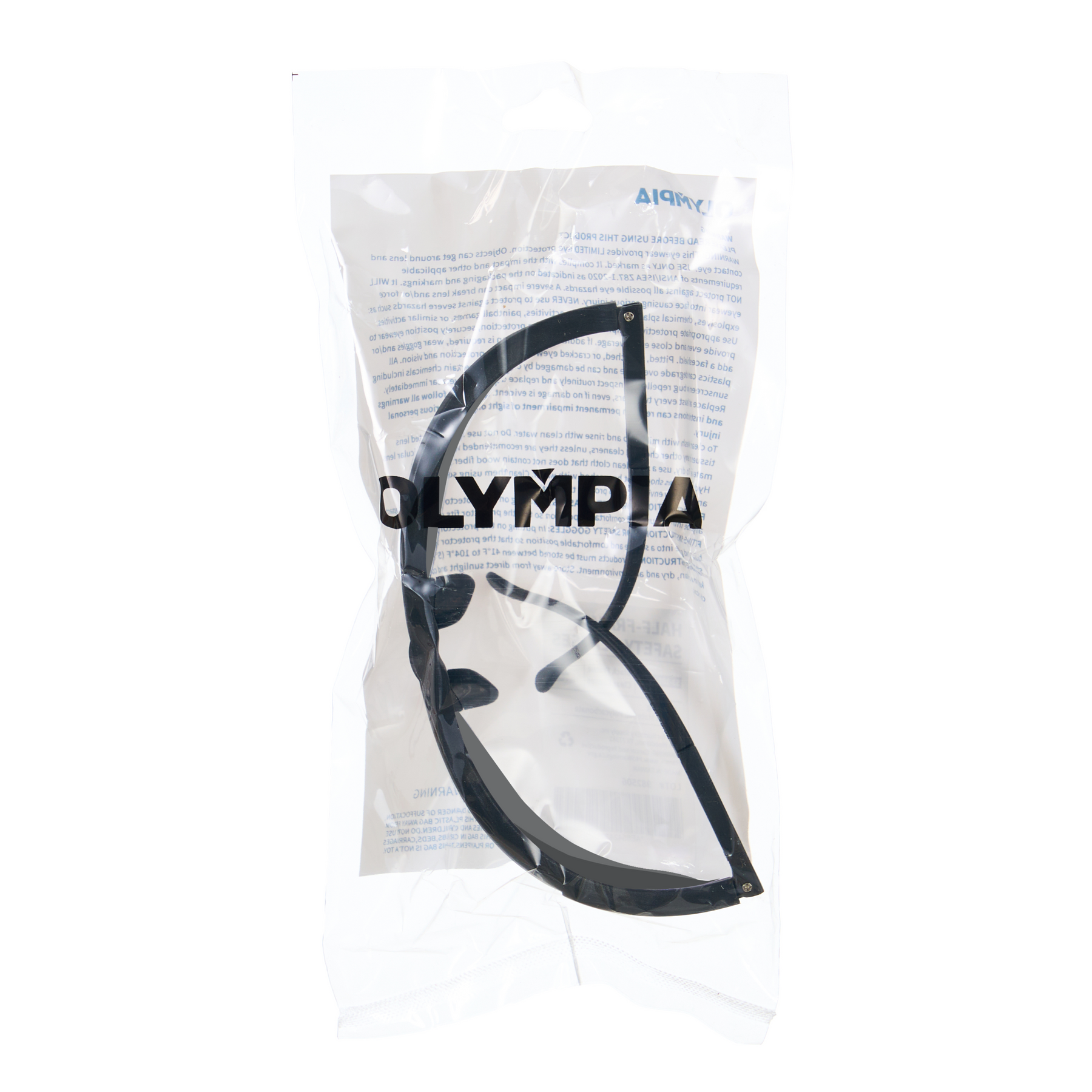 Half-Frame Safety Glasses, Smoke, Anti-Scratch, Anti-Fog, Black