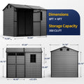 NORTHSKY 8x6 FT Resin Storage Shed with Floor, Outdoor Shed for Backyard
