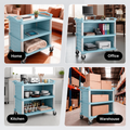 Dual-Handle Enclosed Utility Service Cart, 3 Shelves, 440 lb. Capacity, Grey