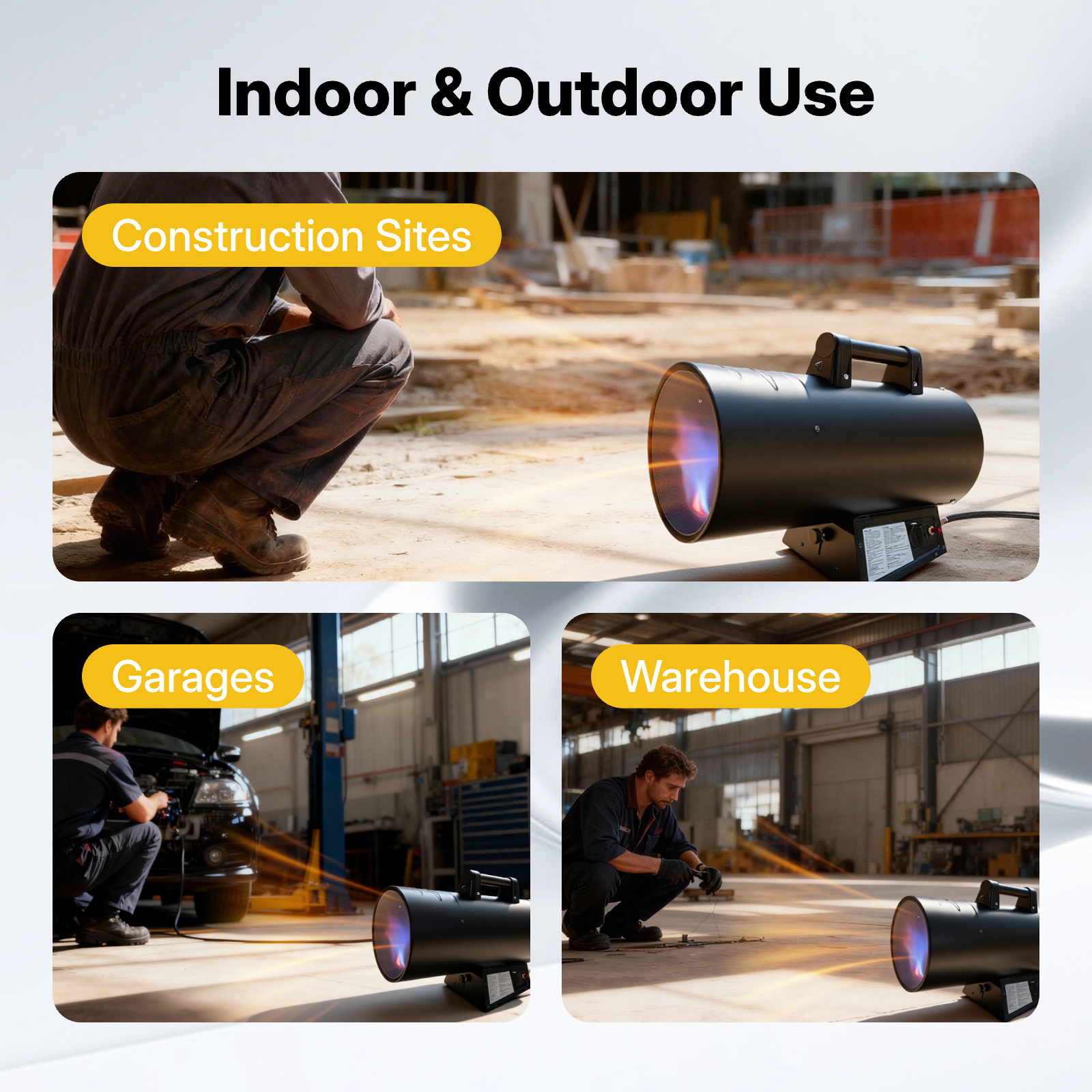 60,000 BTU Portable Forced Air Propane Heater - 10 ft Hose & Regulator Included, Adjustable Torpedo Heater for Garage, Construction Sites, Jobsite, Patio