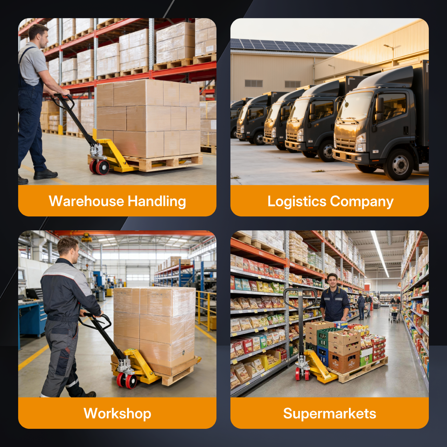 Narrow Manual Pallet Jack, 48" x 21", 5500lb Capacity, Yellow