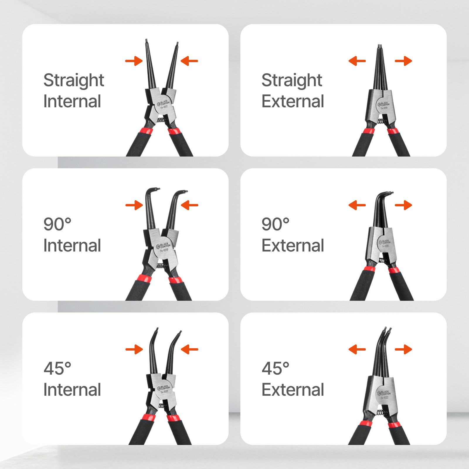 45-Degree Fixed Tip Internal Snap Ring Pliers