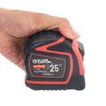 25 ft Tape Measure w/ Rubber Case, Magnetic Hook