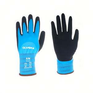 Latex Double-Dipped Knit Gloves, 13ga, M/8,  Blue/Black, 12 Pairs