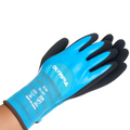Latex Double-Dipped Knit Gloves, 13ga, M/8,  Blue/Black, 12 Pairs