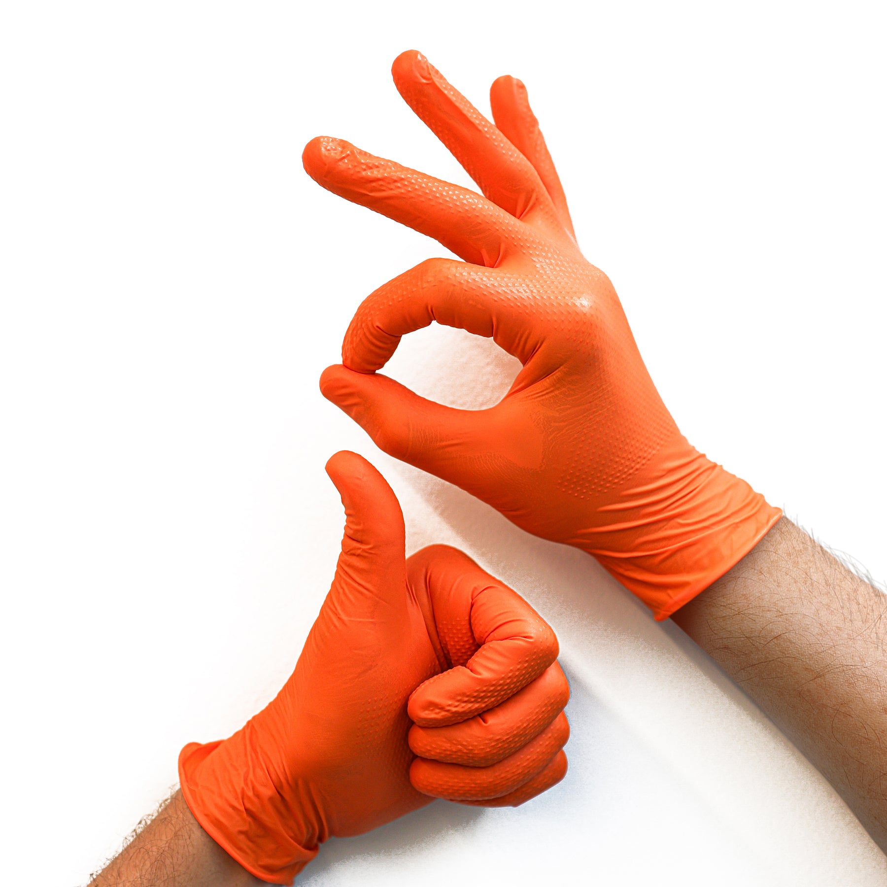 6 mil Disposable Nitrile Gloves, Orange, Diamond Grip, XL, 100 ct