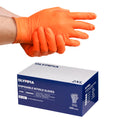8 mil Disposable Nitrile Gloves, Orange, Diamond Grip, XXL, 100 ct
