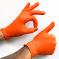 8 mil Disposable Nitrile Gloves, Orange, Diamond Grip, Large, 100 ct