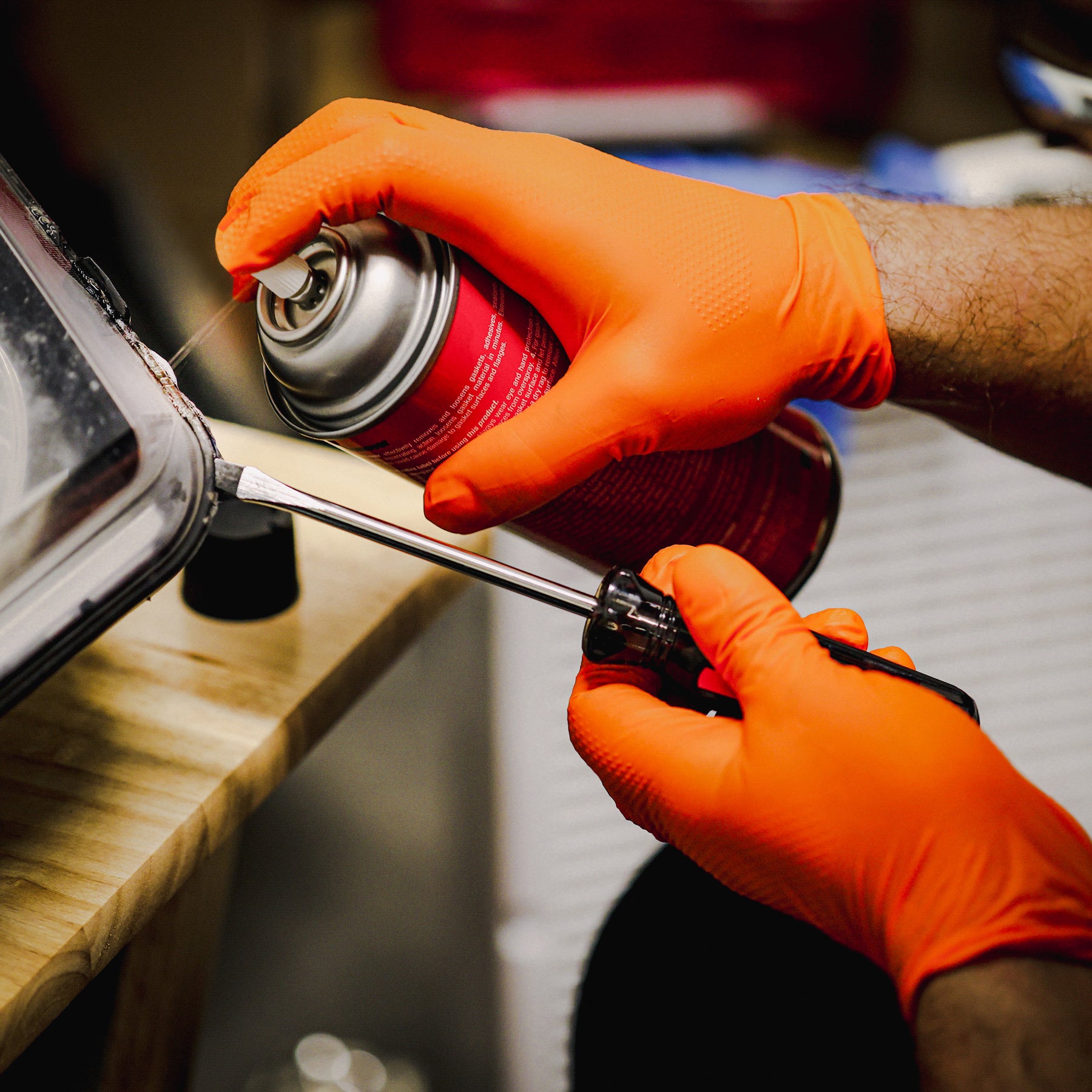 8 mil Disposable Nitrile Gloves, Orange, Diamond Grip, Medium, 100 ct