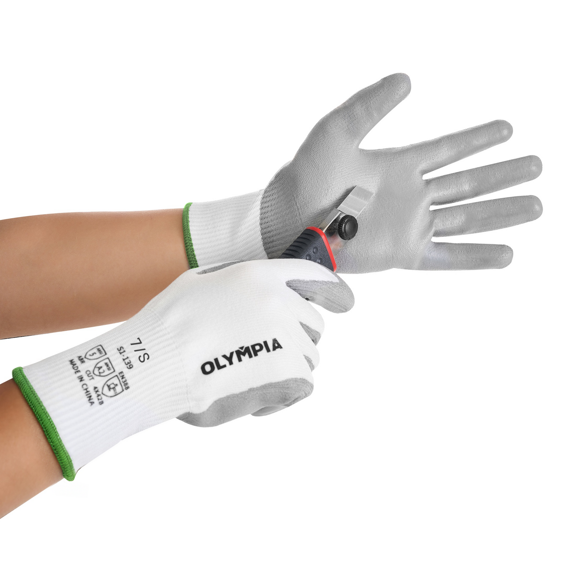Cut Resistant Gloves, 13ga, Polyurethane Dip, S/7, Cut Level A2, Abrasion Level 5, 12 pairs