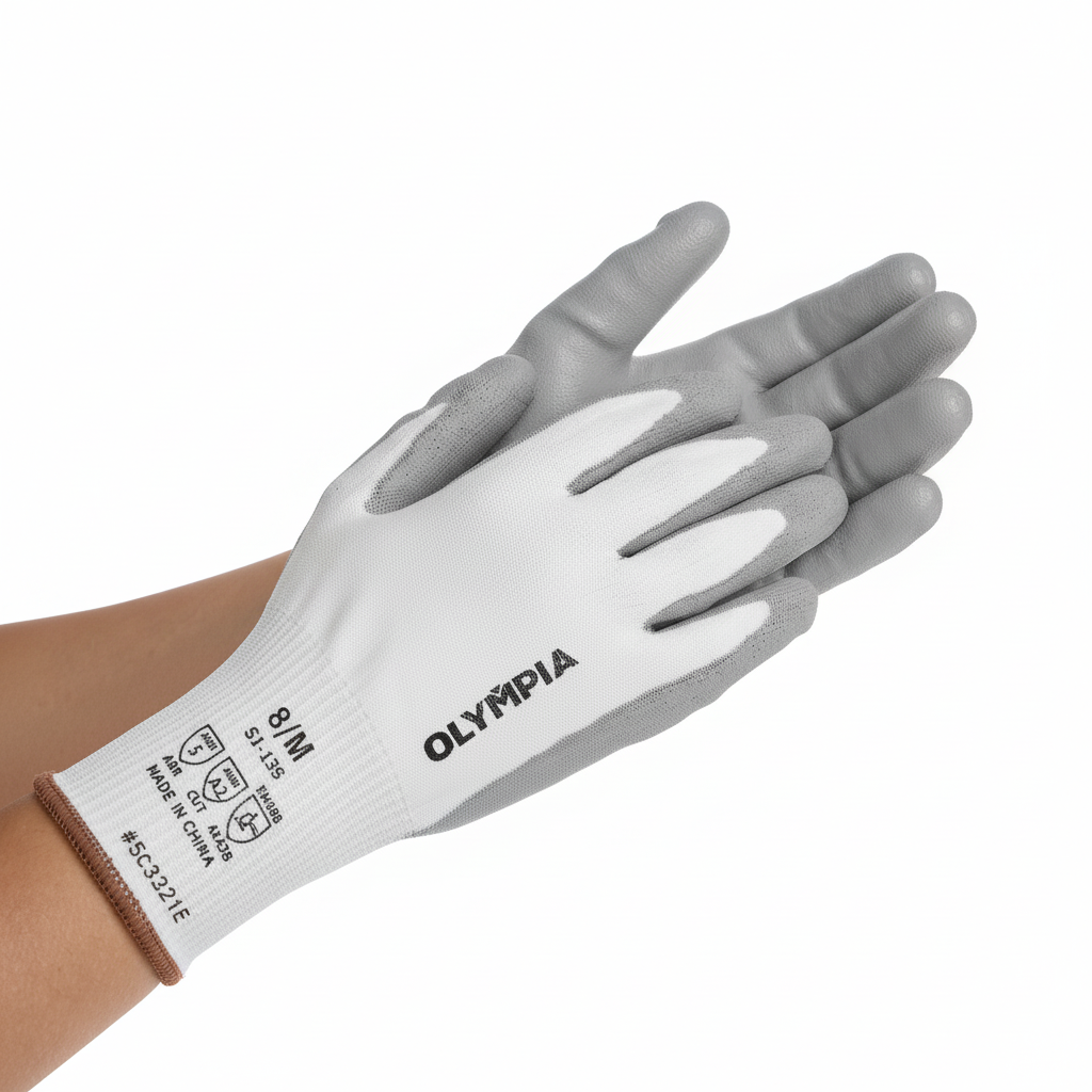 Cut Resistant Gloves, 13ga, Polyurethane Dip, M/8, Cut Level A2, Abrasion Level 5, 12 pairs