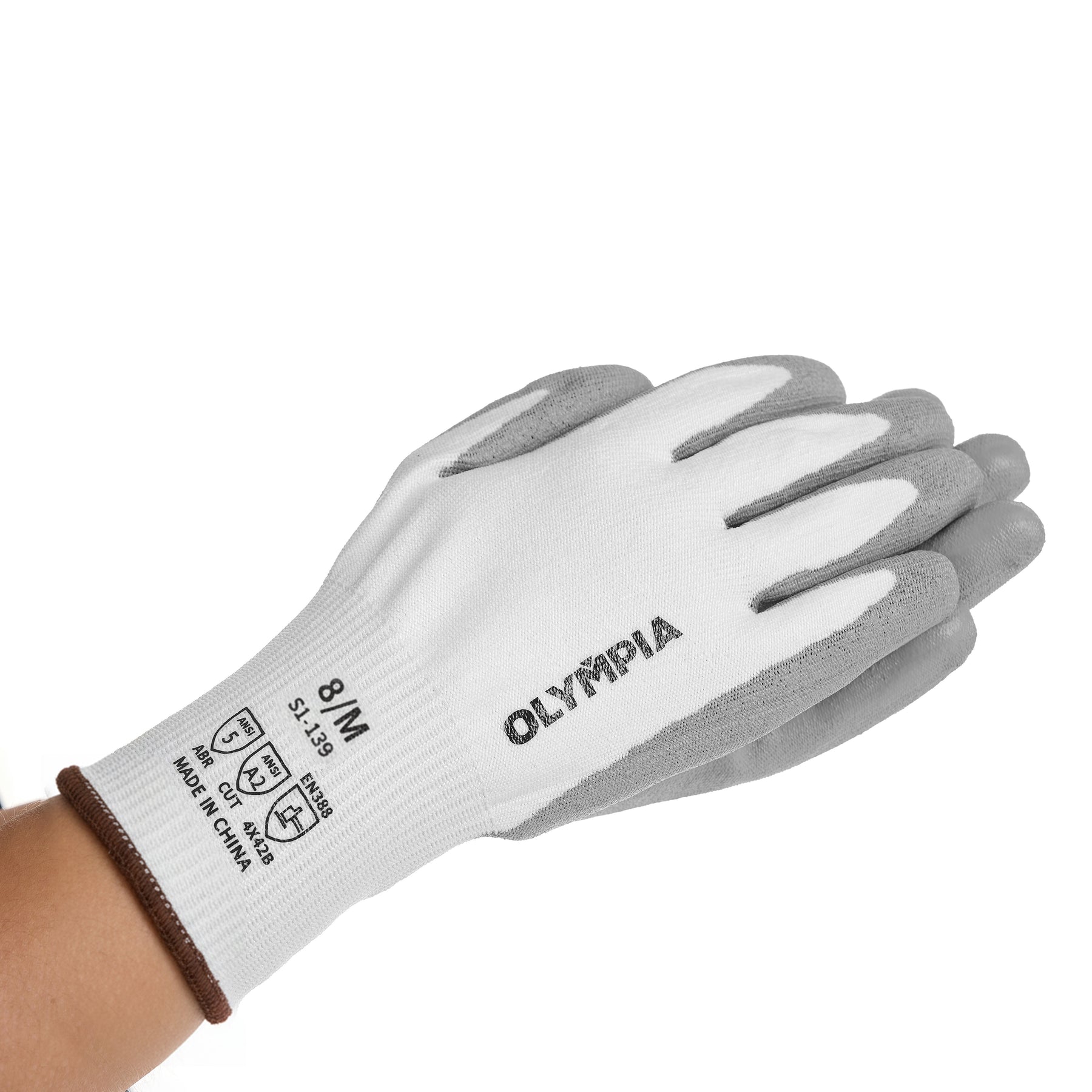 Cut Resistant Gloves, 13ga, Polyurethane Dip, M/8, Cut Level A2, Abrasion Level 5, 12 pairs