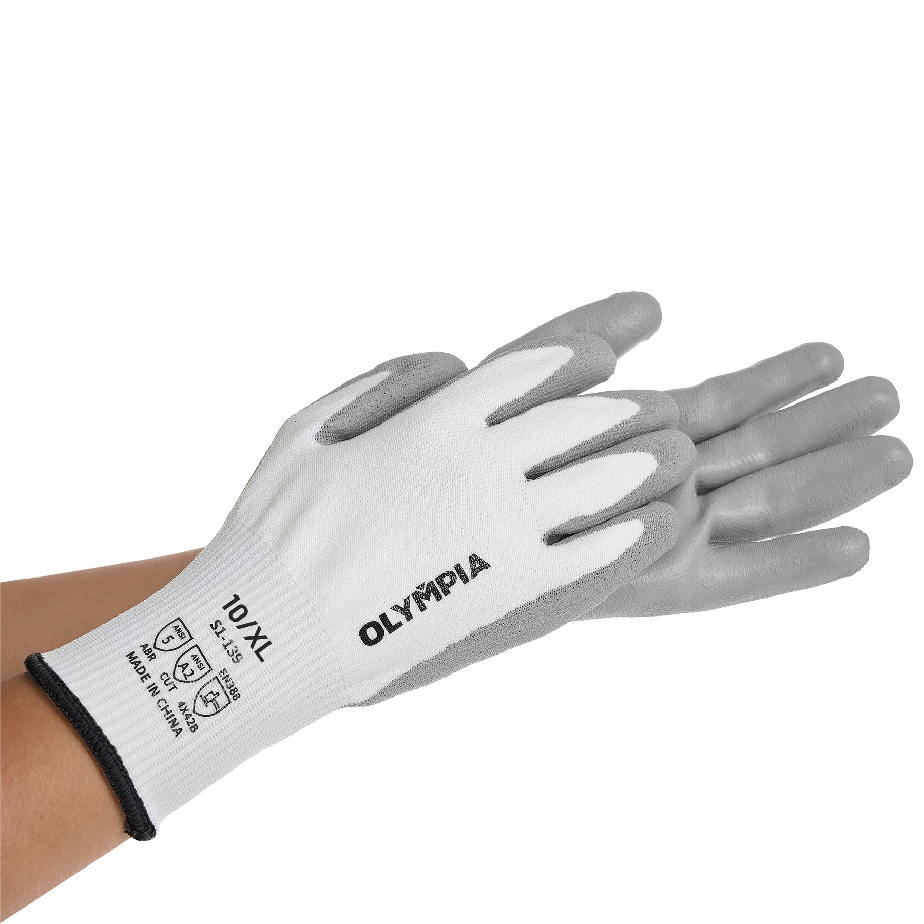 Cut Resistant Gloves, 13ga, Polyurethane Dip, XL/10, Cut Level A2, Abrasion Level 5, 12 pairs