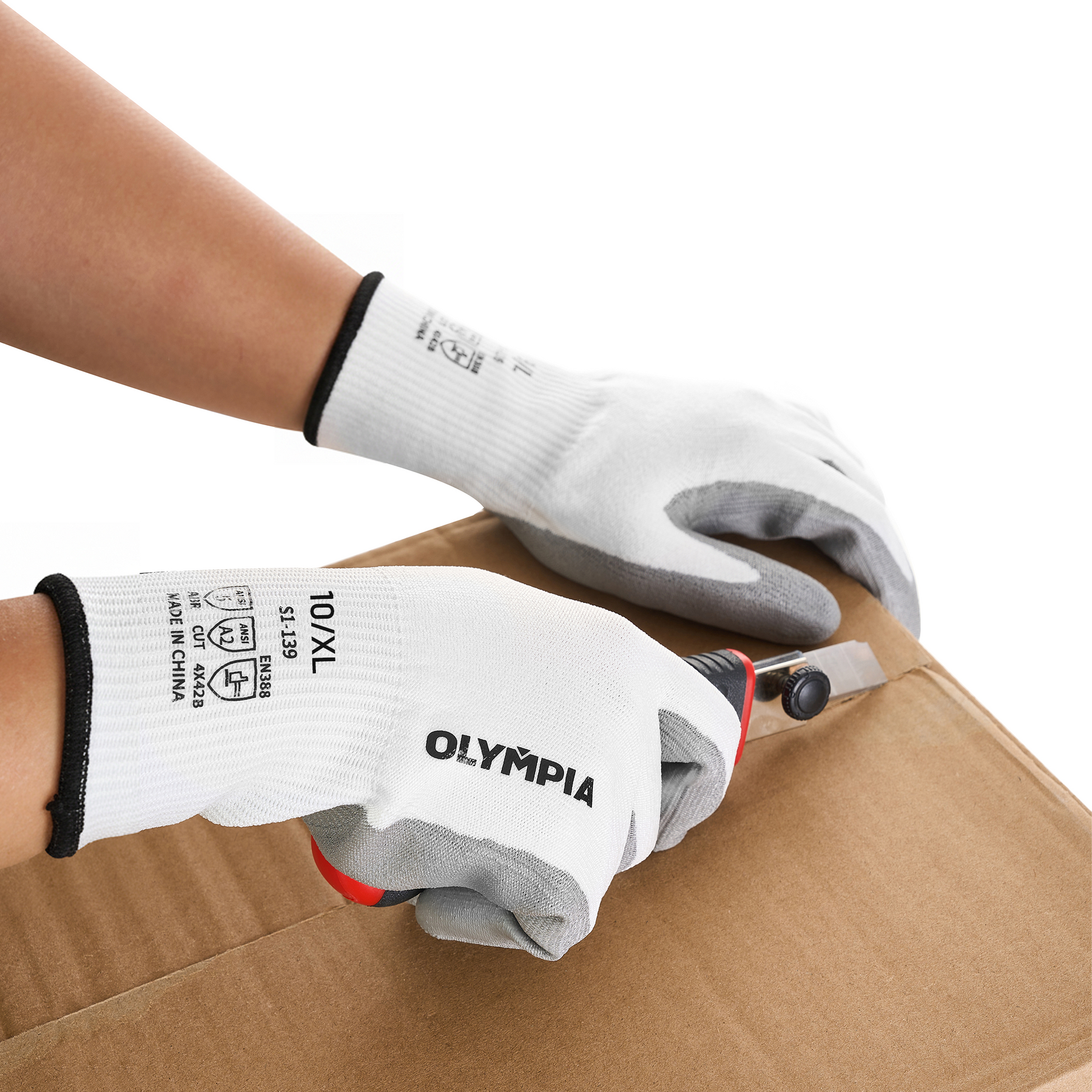 Cut Resistant Gloves, 13ga, Polyurethane Dip, XL/10, Cut Level A2, Abrasion Level 5, 12 pairs