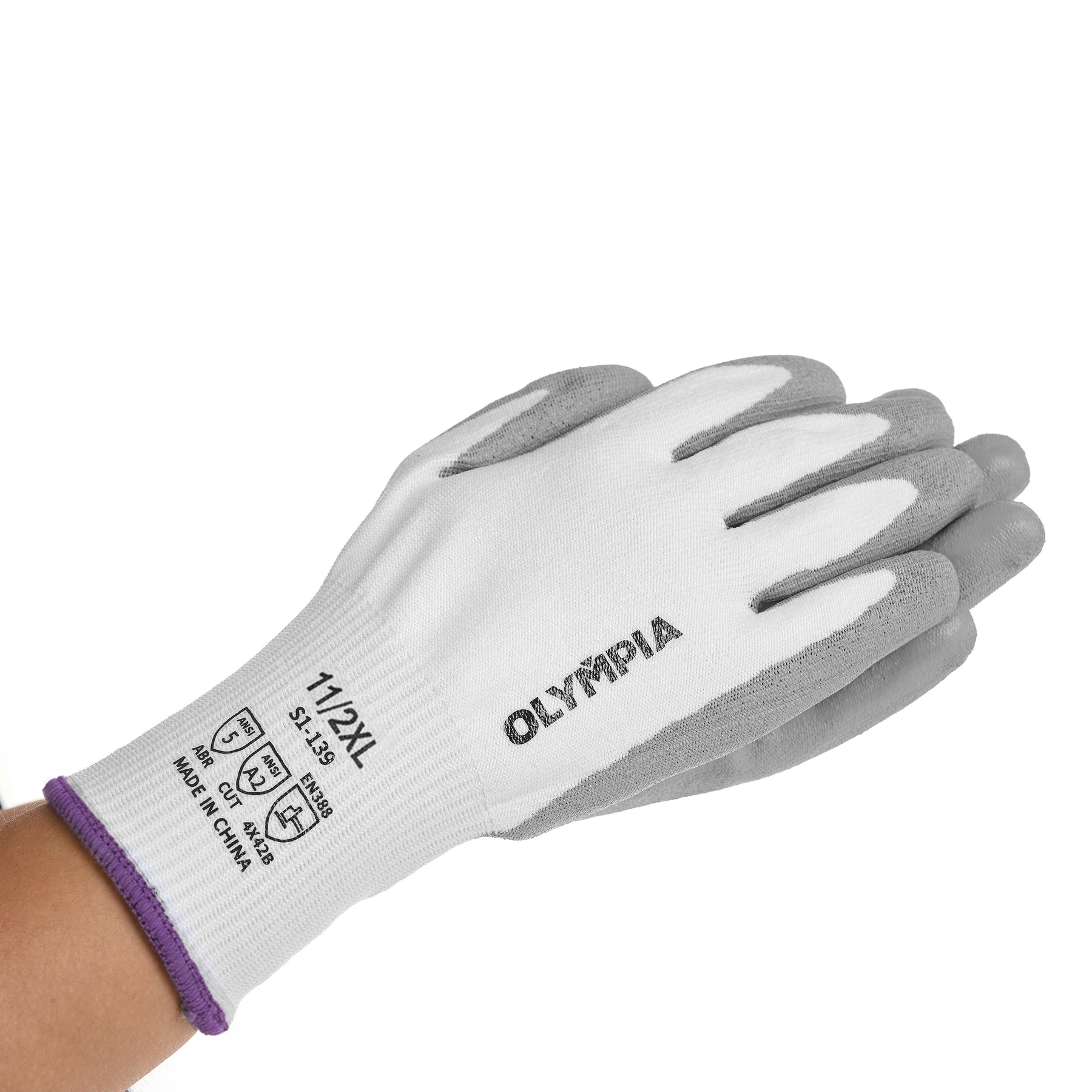 Cut Resistant Gloves, 13ga, Polyurethane Dip, XXL/11, Cut Level A2, Abrasion Level 5, 12 pairs