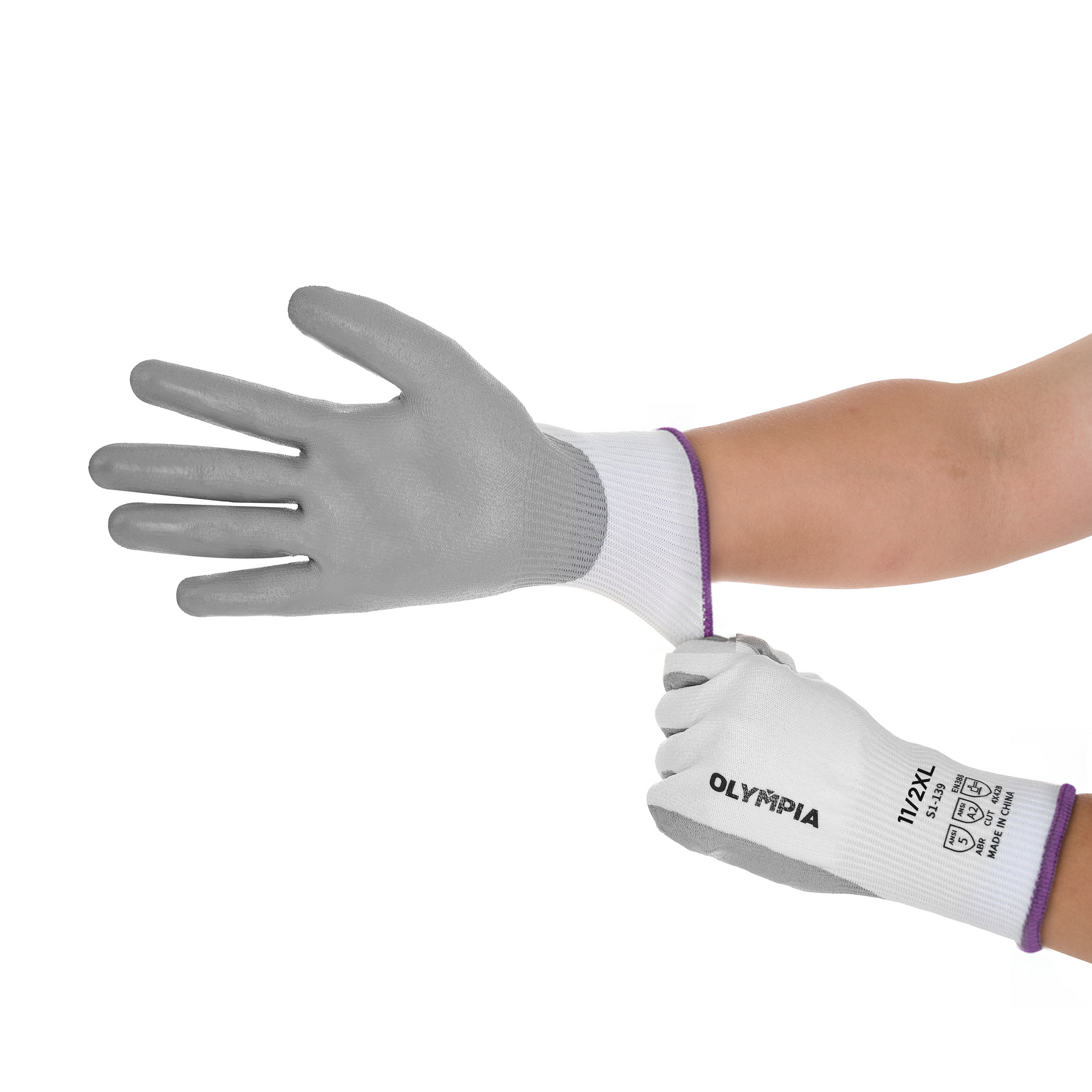 Cut Resistant Gloves, 13ga, Polyurethane Dip, XXL/11, Cut Level A2, Abrasion Level 5, 12 pairs