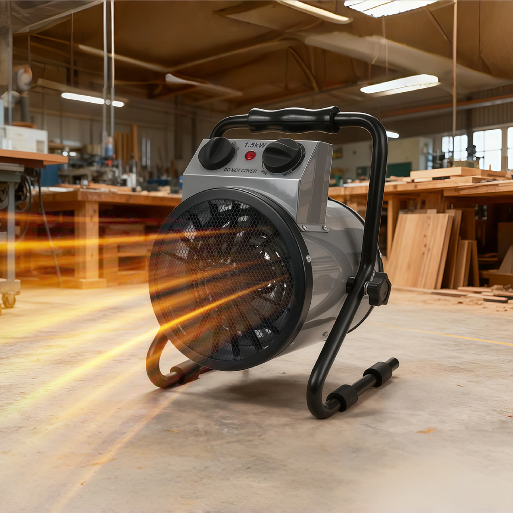 Portable Electric Fan Heater, 120V, 1500W