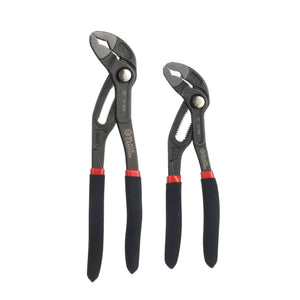 7" and 10" Tongue & Groove Pliers Set, V-Jaw, Push-Button Adjustment