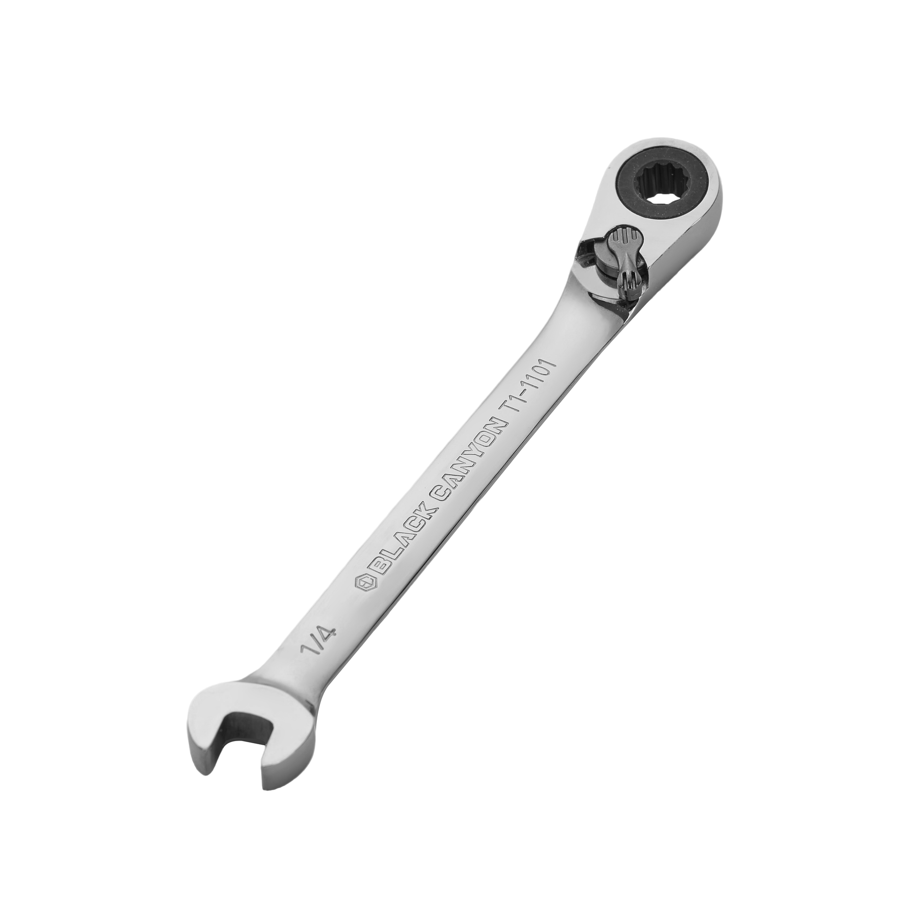 1/4" Ratcheting Combination Wrench, 12-Point Box End & Hex Opening