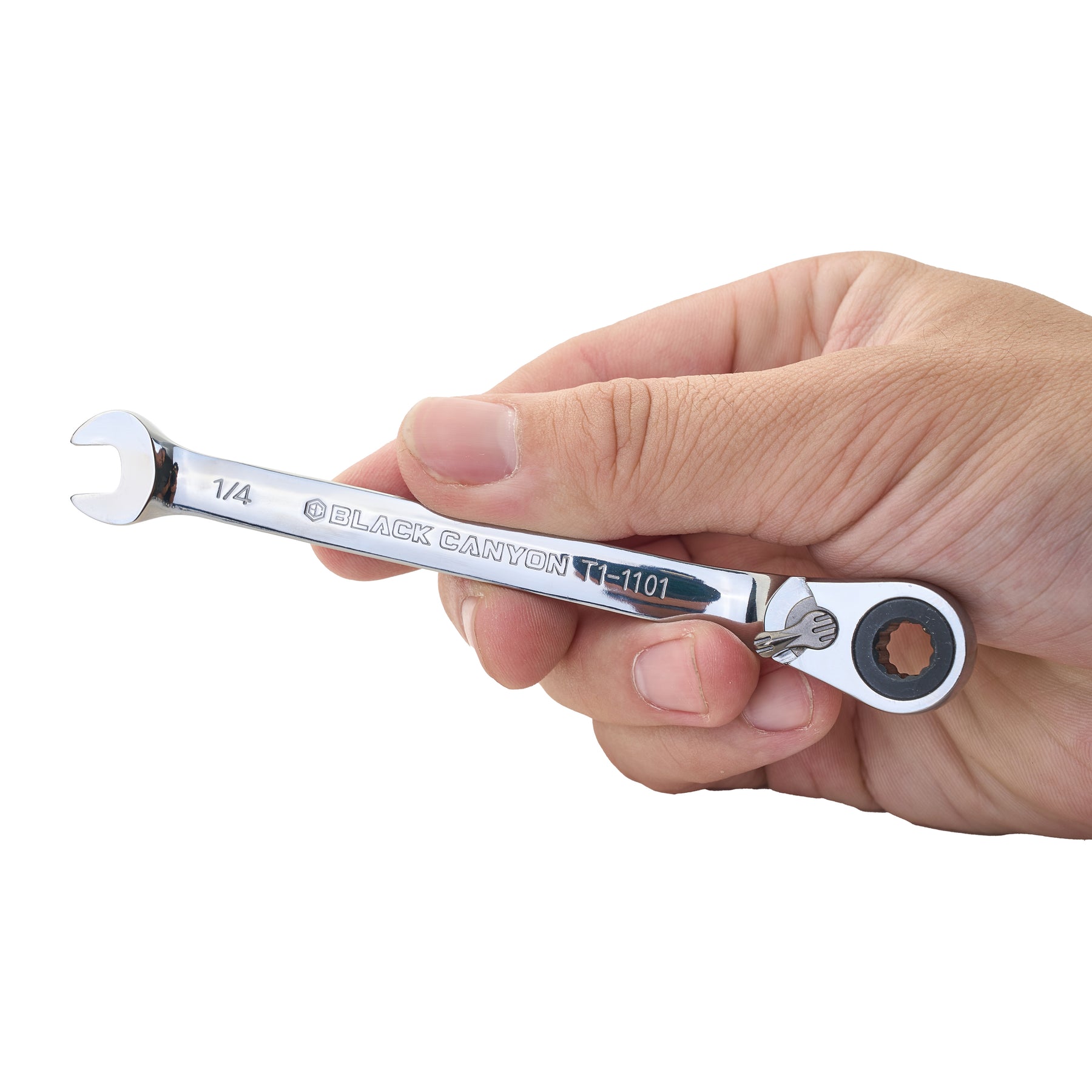 1/4" Ratcheting Combination Wrench, 12-Point Box End & Hex Opening