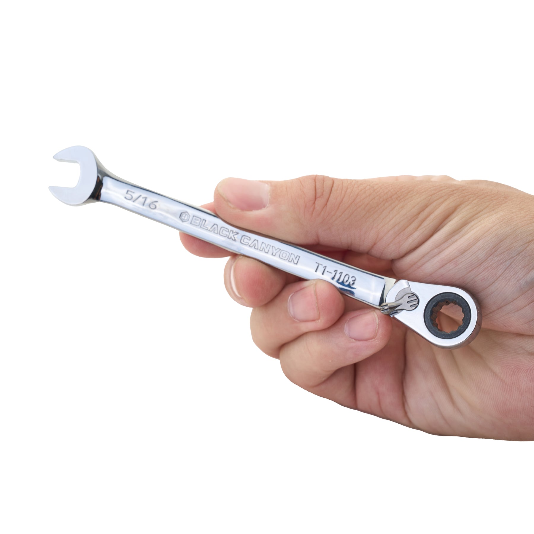 5/16" Ratcheting Combination Wrench, 12-Point Box End & Hex Opening