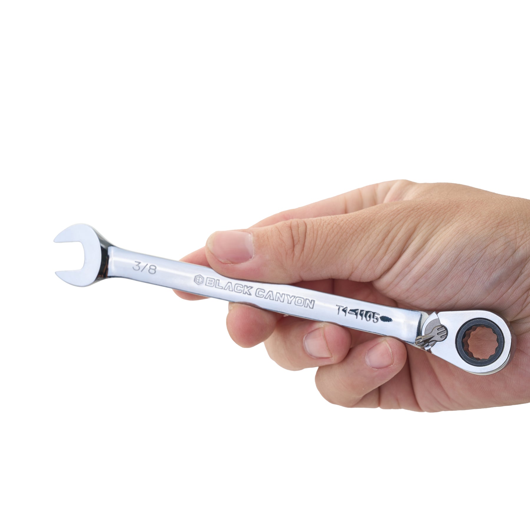 3/8" Ratcheting Combination Wrench, 12-Point Box End & Hex Opening