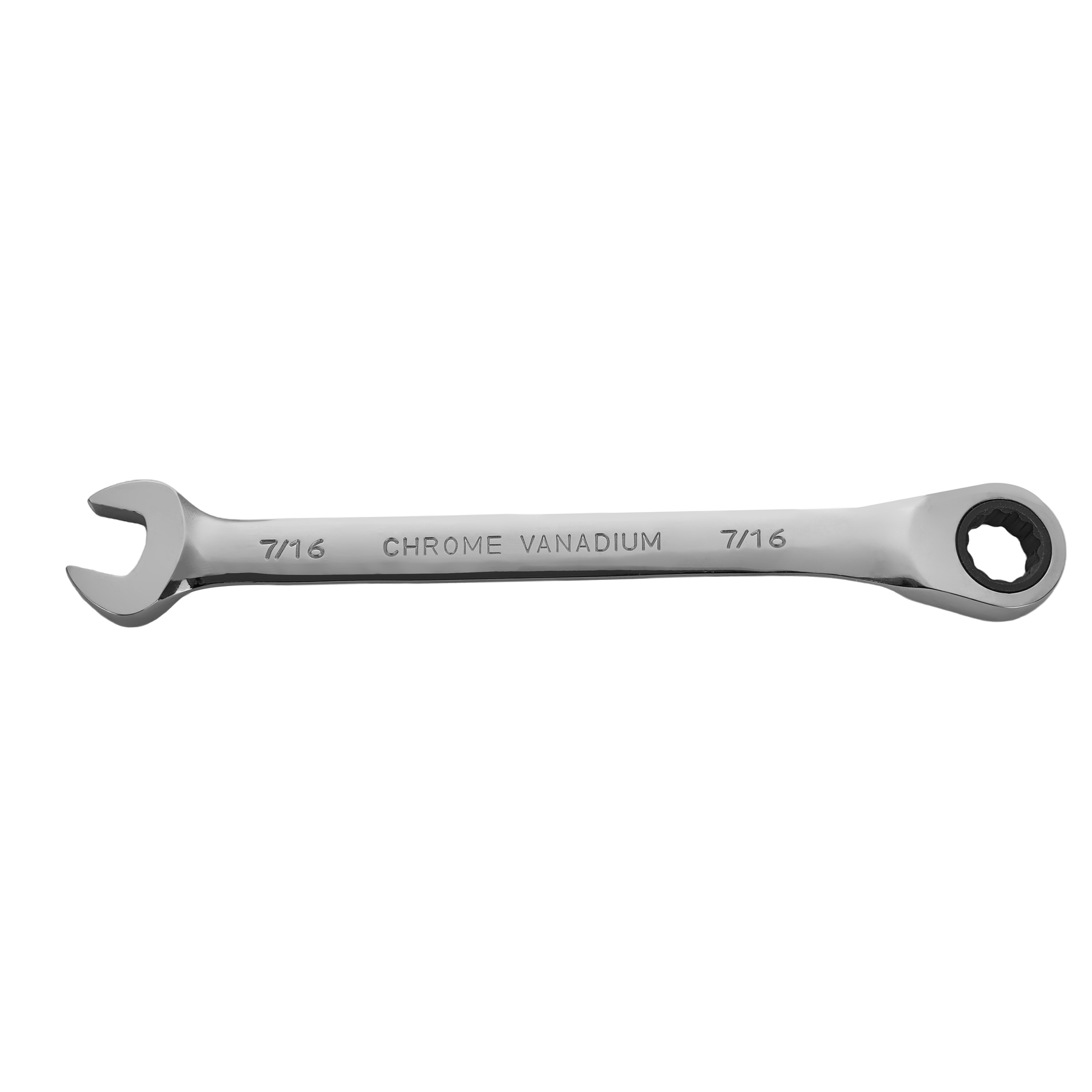 7/16" Ratcheting Combination Wrench, 12-Point Box End & Hex Opening